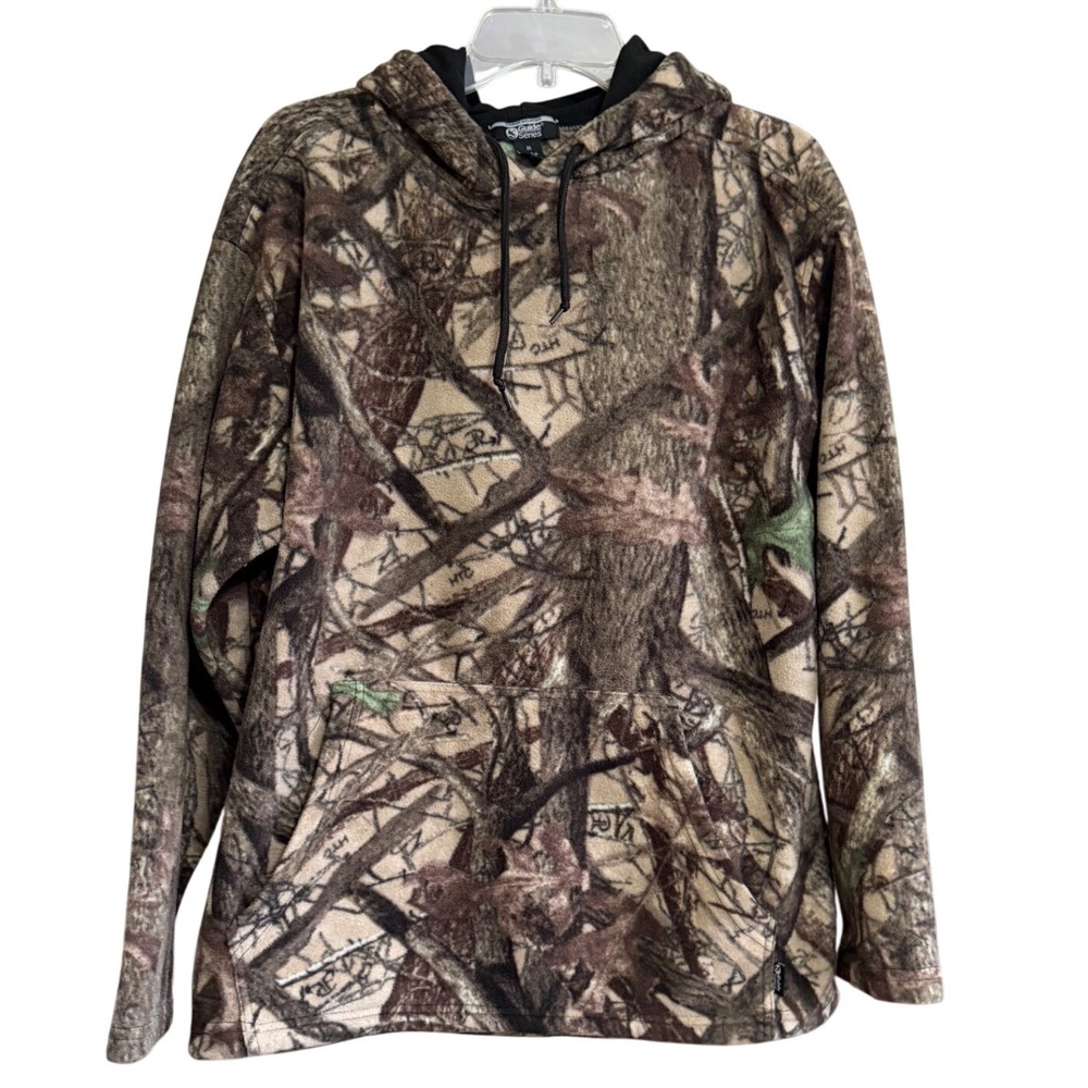 Gander Mountain Guide Series Mens Camo Fleece Hoodie‎ Pullover Brown Medium